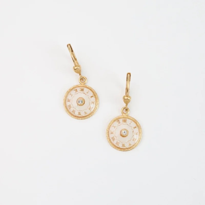 White Enamel Disc Earring