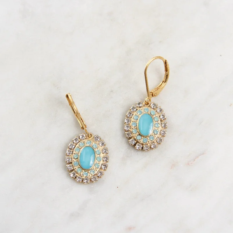 Turquoise Enamel Oval Surround Earring