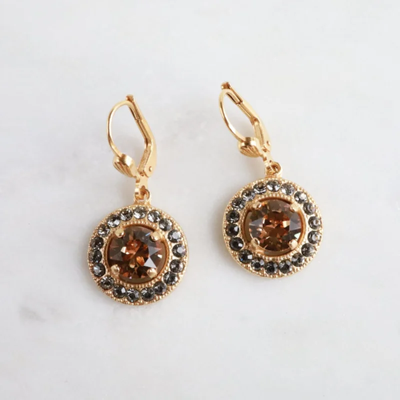 Prong Set Champagne Crystal Earring