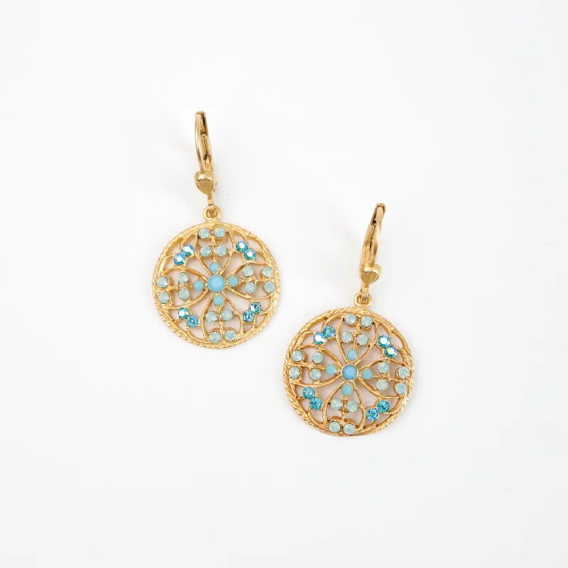 Filagree Rosette Earring with Pacific Opal & Turquoise