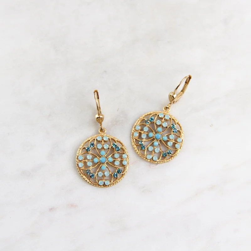 Filagree Rosette Earring with Pacific Opal Crystal Earring