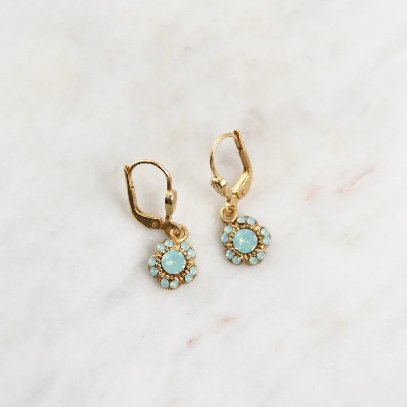 Tiny Flower Drop Earring with Pacific Opal Crystal