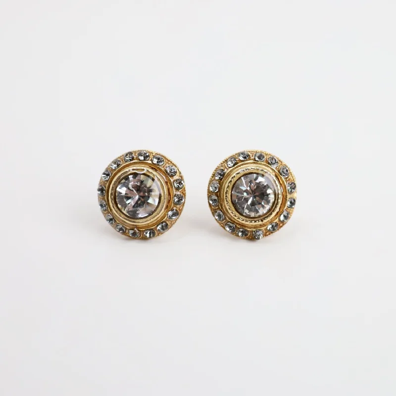 Round Clear Rhinestone Stud Earring