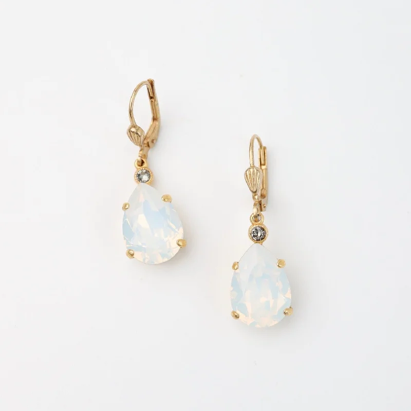 Teardrop Earring with White Opal Crystals