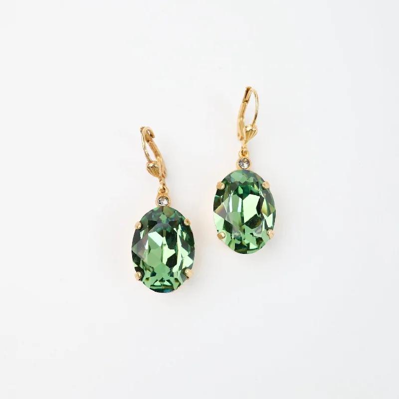 Large Oval Marine Crystal Drop Earring