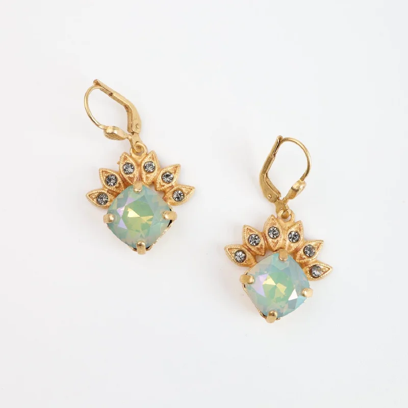 Silky Sage with Crystal Crown Earring