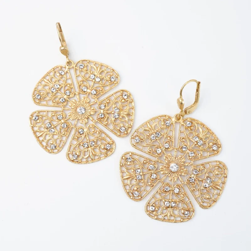 Filigree Flower Drop Earring