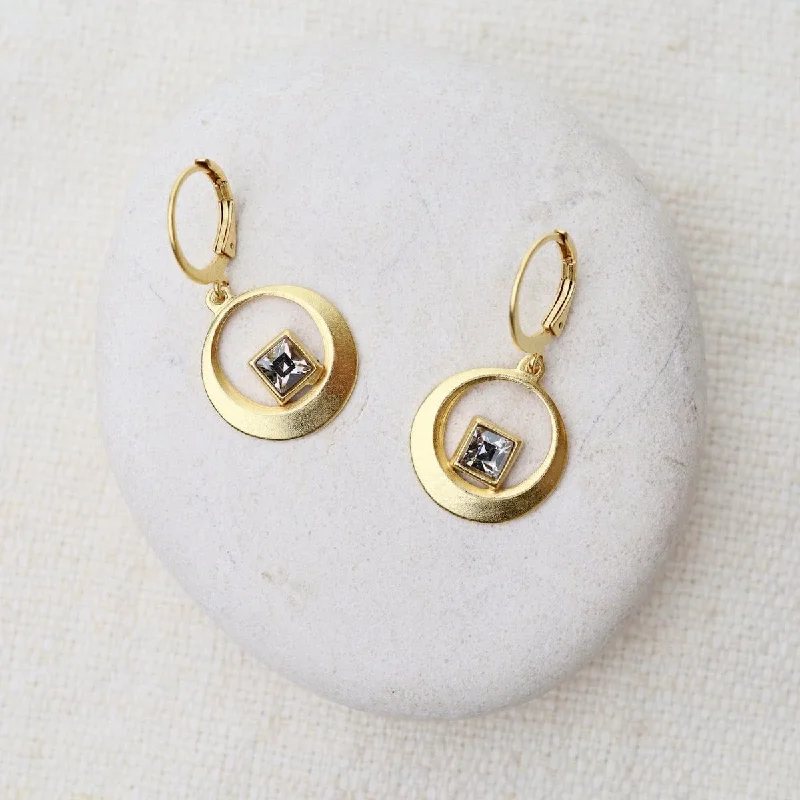 Offset Round Earrings - Gold Plate