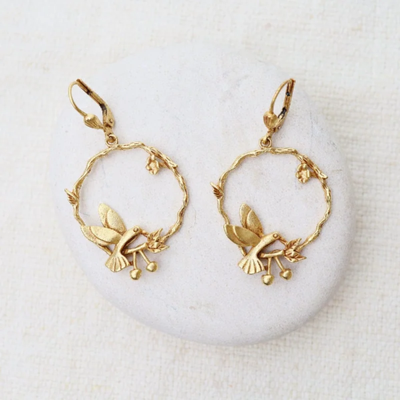 Hummingbird Earrings - Gold Plate