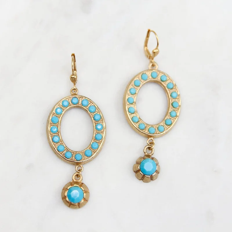 Turquoise Crystal Oval Earring