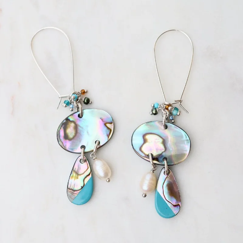 Paua Turquoise Cluster Earrings