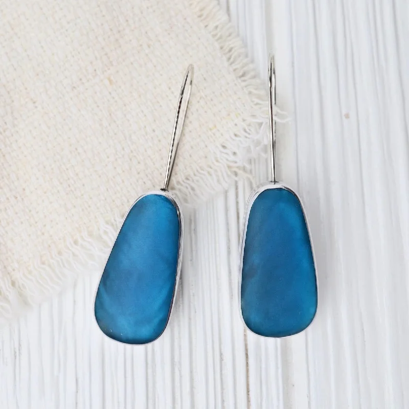 Sea Blue Oval Earrings