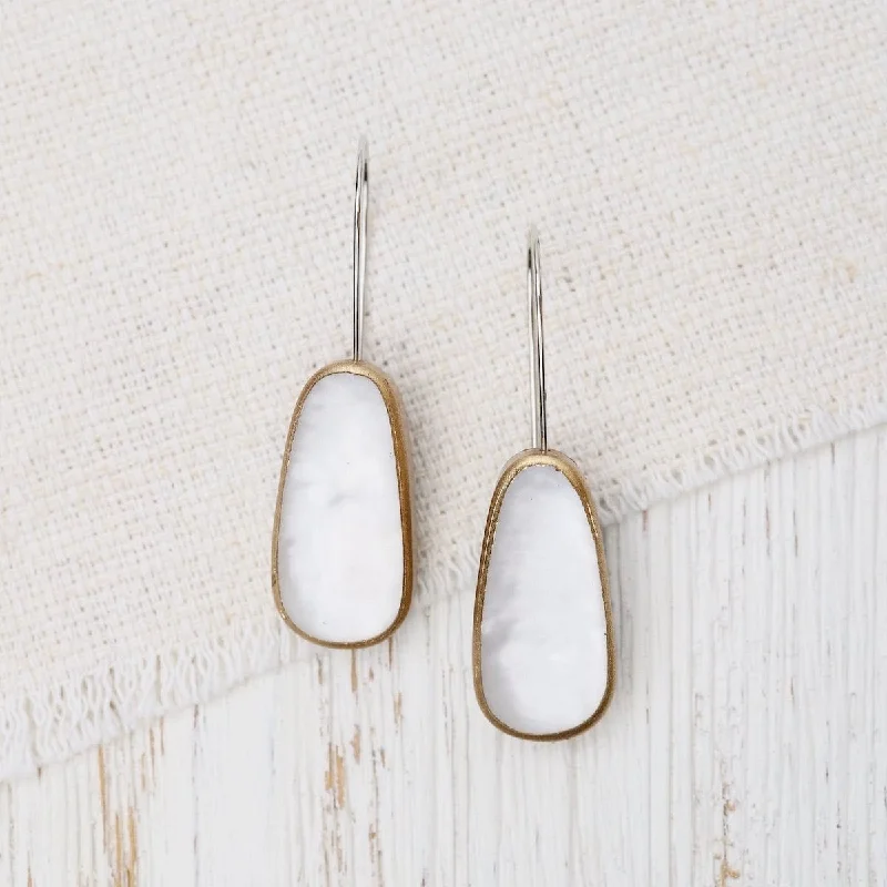 White Oval Earrings