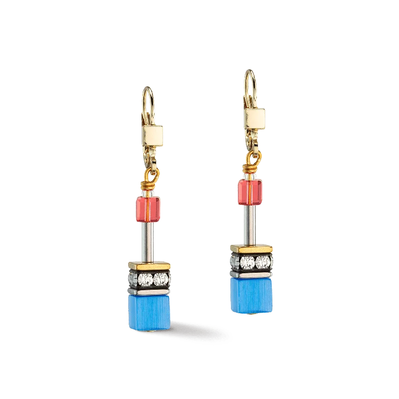 GeoCube Iconic Classic Multicolor Gold Earrings