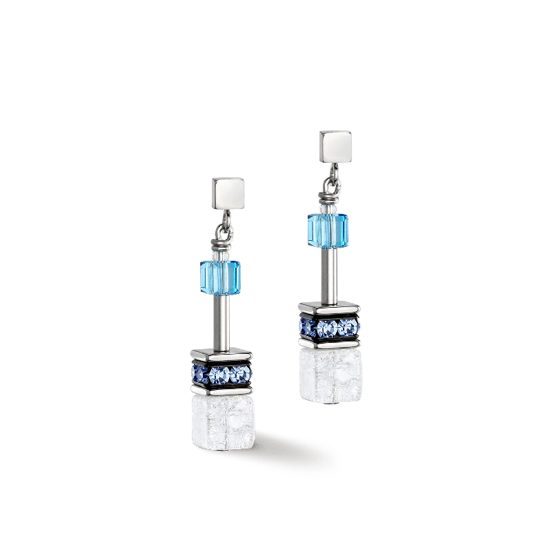 GeoCube Iconic Blue & White Earrings