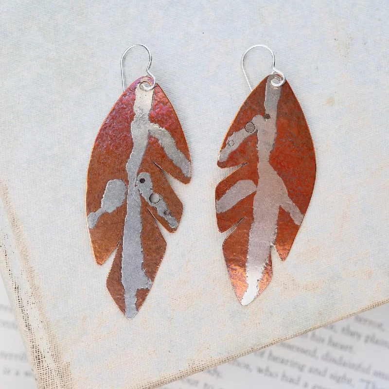 Fantastical Copper Feather Earrings