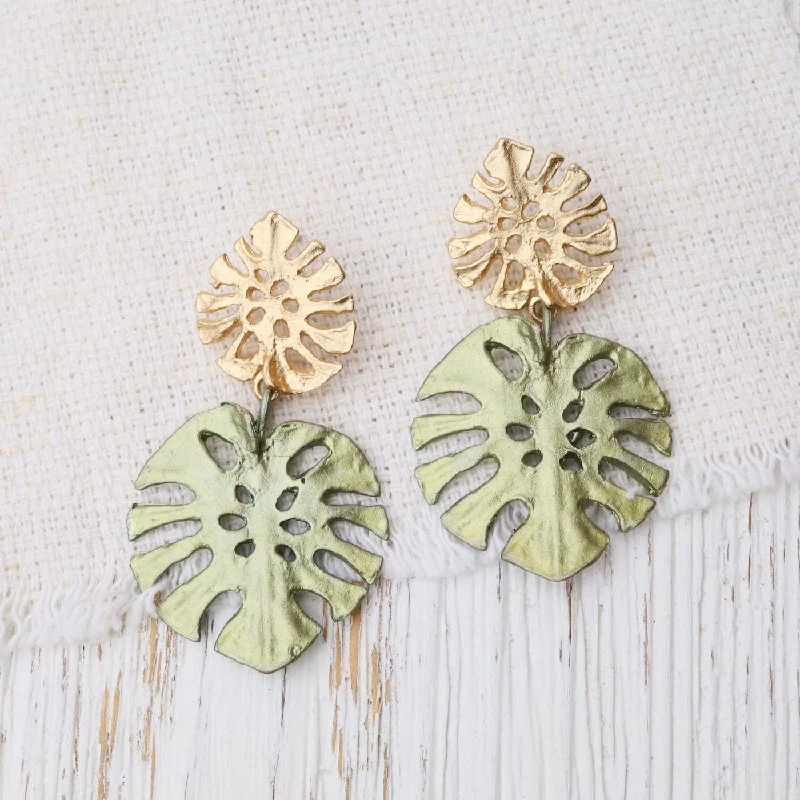 Monstera Large Post Earrings