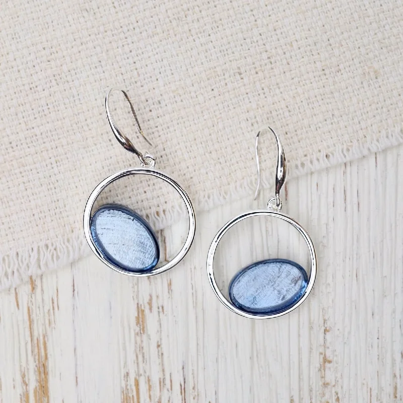 Blue Shiny Pen Earrings