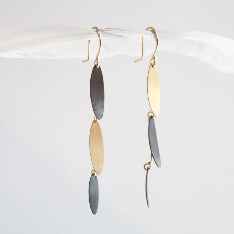 Two Tone 3 Piece Falling Leaves Earrings