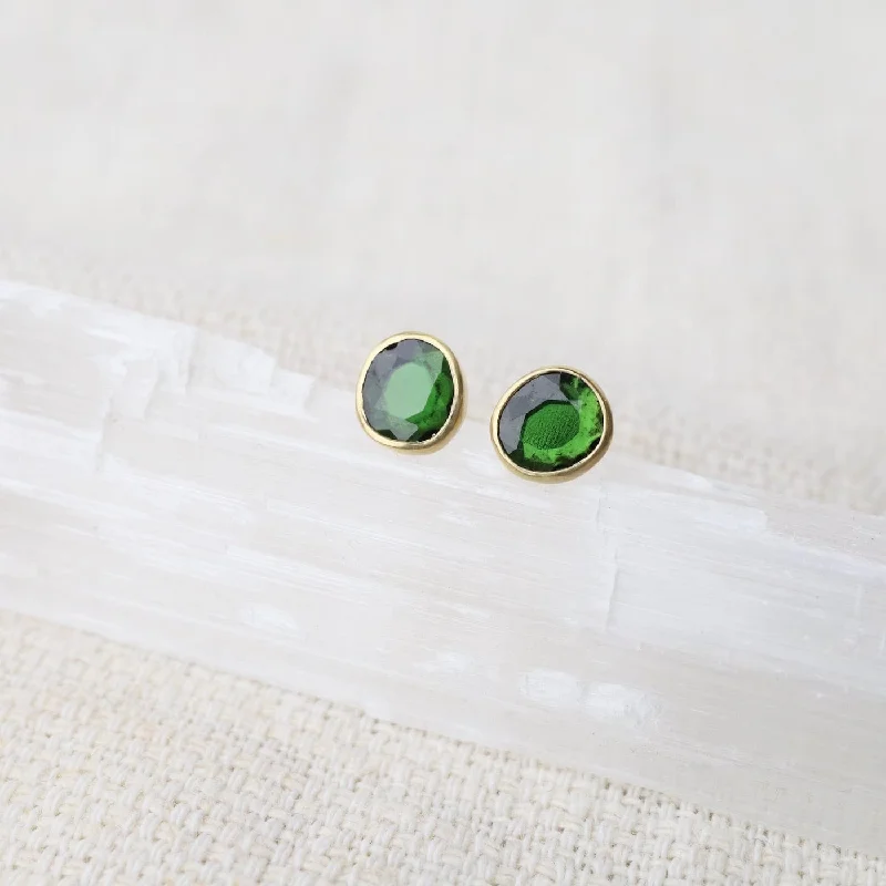 Freeform Green Tourmaline Post Earrings