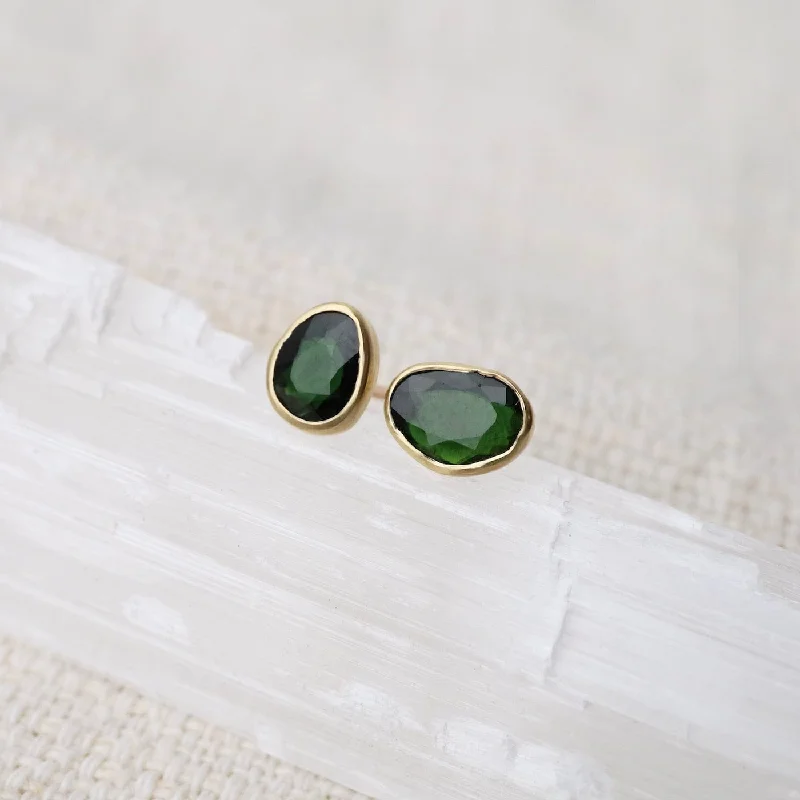 Freeform Green Tourmaline Post Earrings