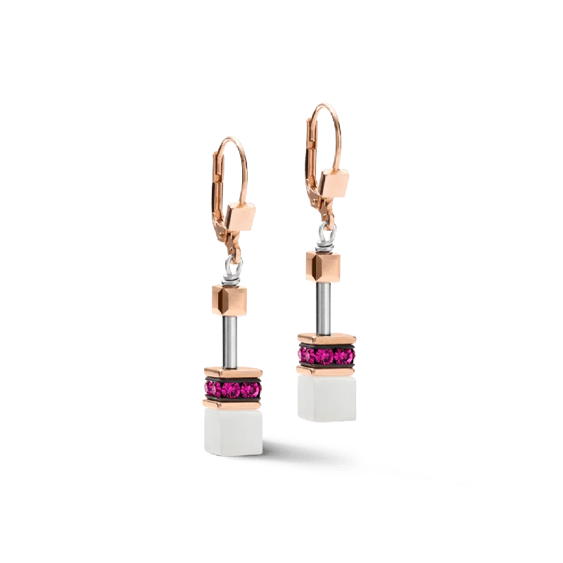 Magenta & Black Geo Cube Earring