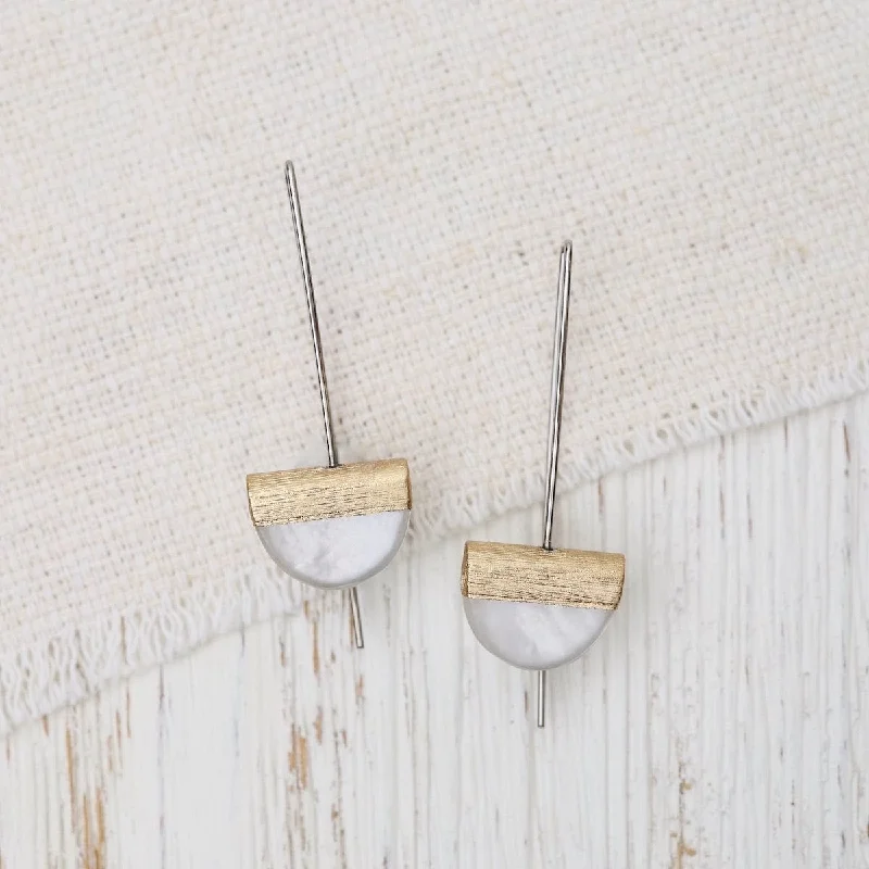 White Halfmoon Earrings