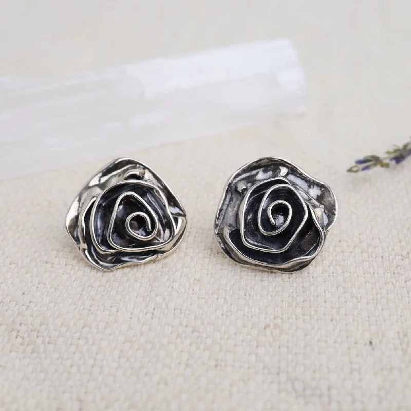 Large Rose on 14k Post Earrings