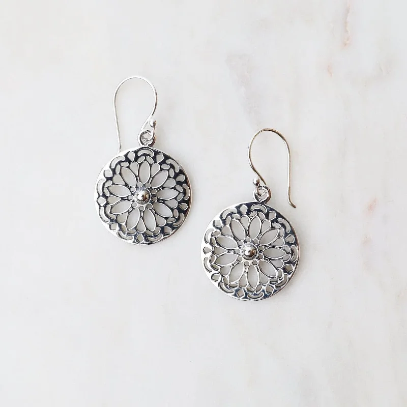 Sterling Silver Open Mandala Earrings