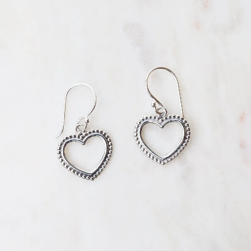 Sterling Silver Dotty Heart Earrings