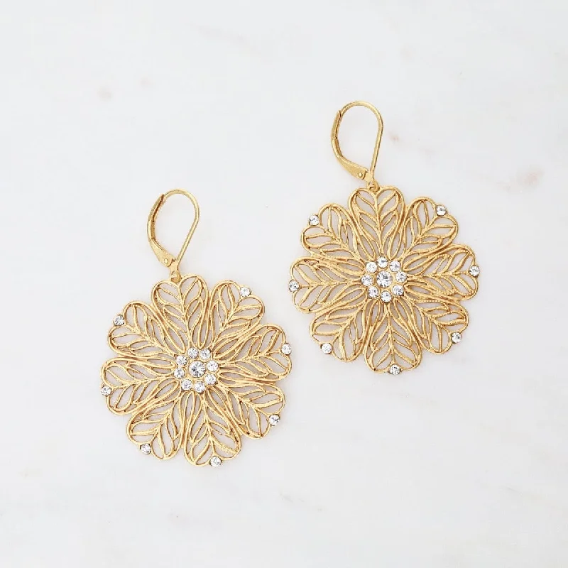 Filigree Petal Earrings - Gold Plate