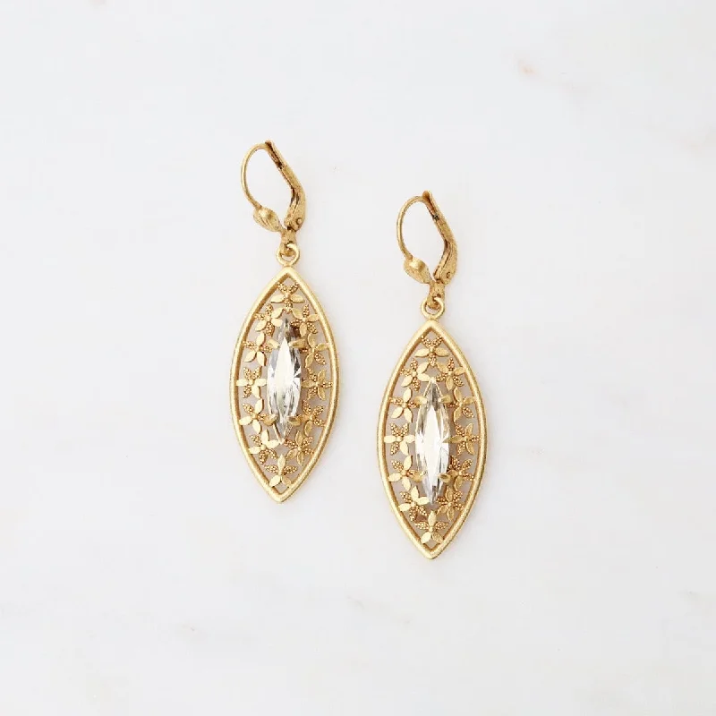 Marquise Clear Crystal Earrings - Gold Plate