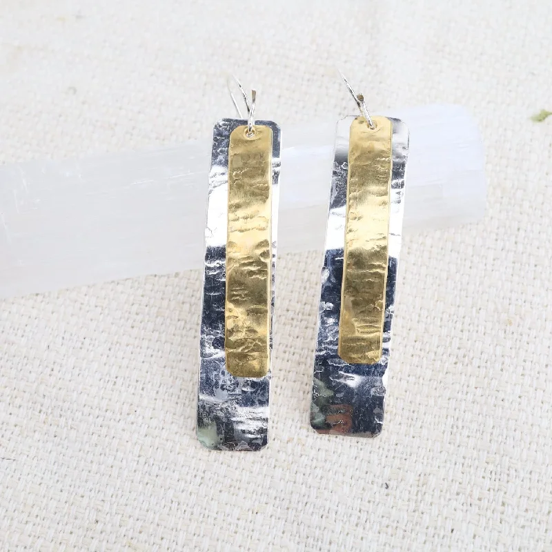 Etched Double Bar Earrings - Gold Filled & Sterling Silver