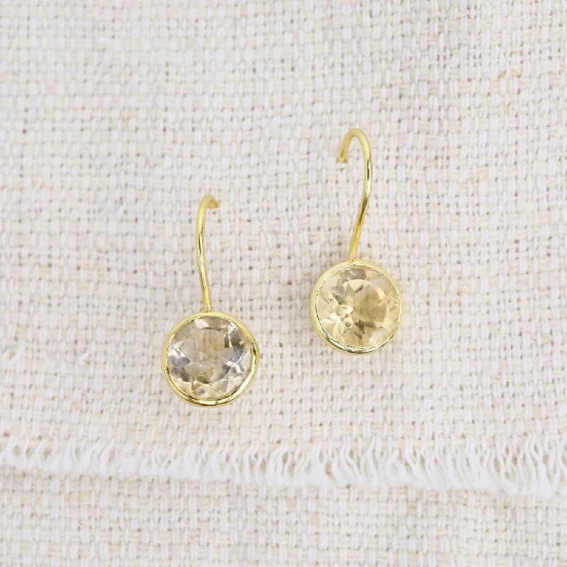 Round Natural Citrine Earring