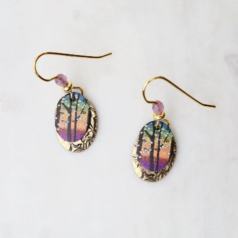 Small Rainbow Oval Earrings