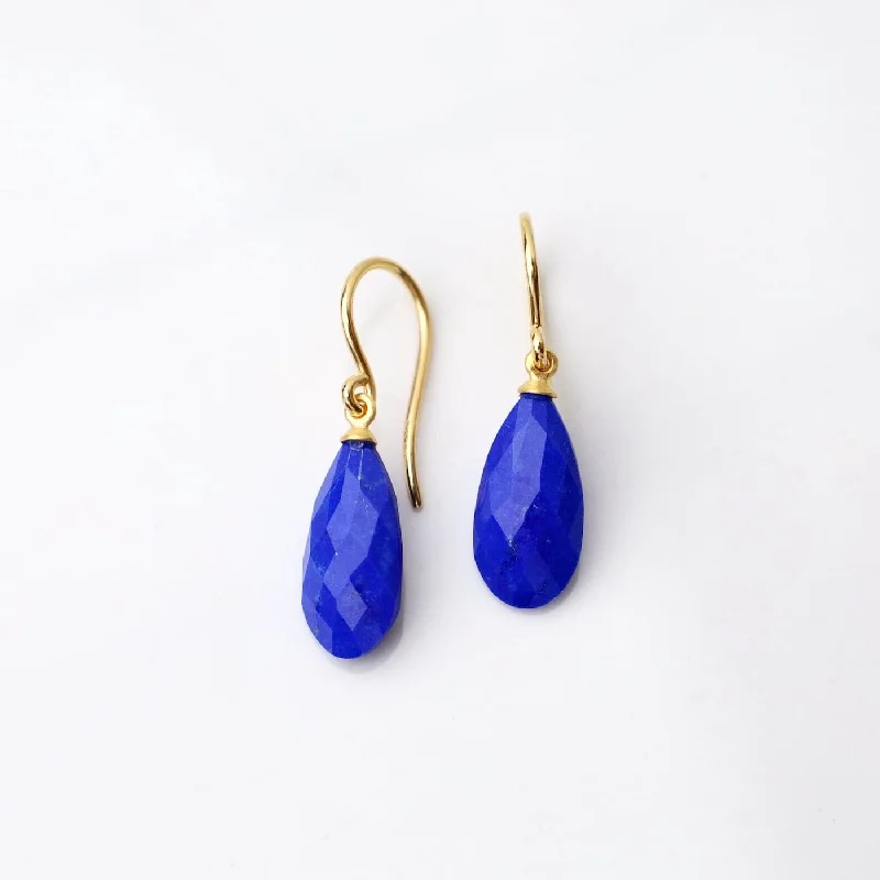 Wire Faceted Lapis Earring