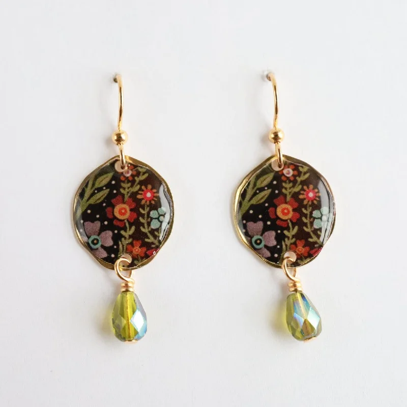 Forest Flowers Earring with Dangling Crystal