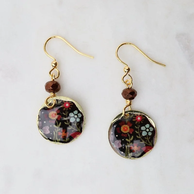 Round Forest Flowers Earrings with Beads