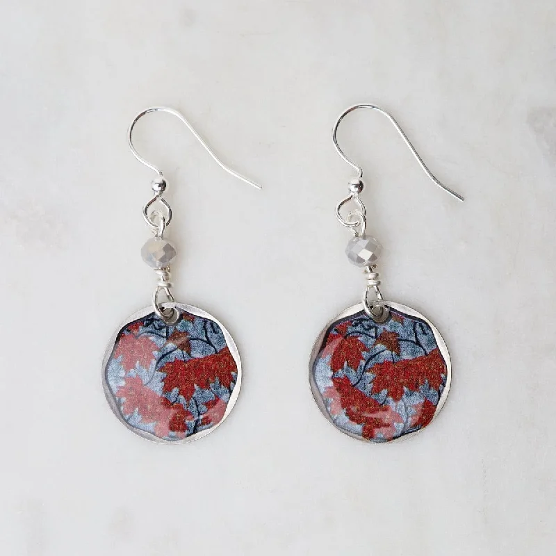 Round Red Maple Earrings