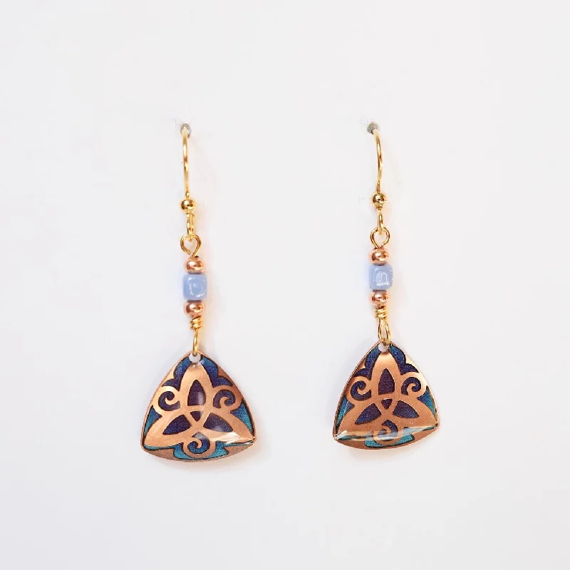 Copper & Blue Celtic Trinity Earring