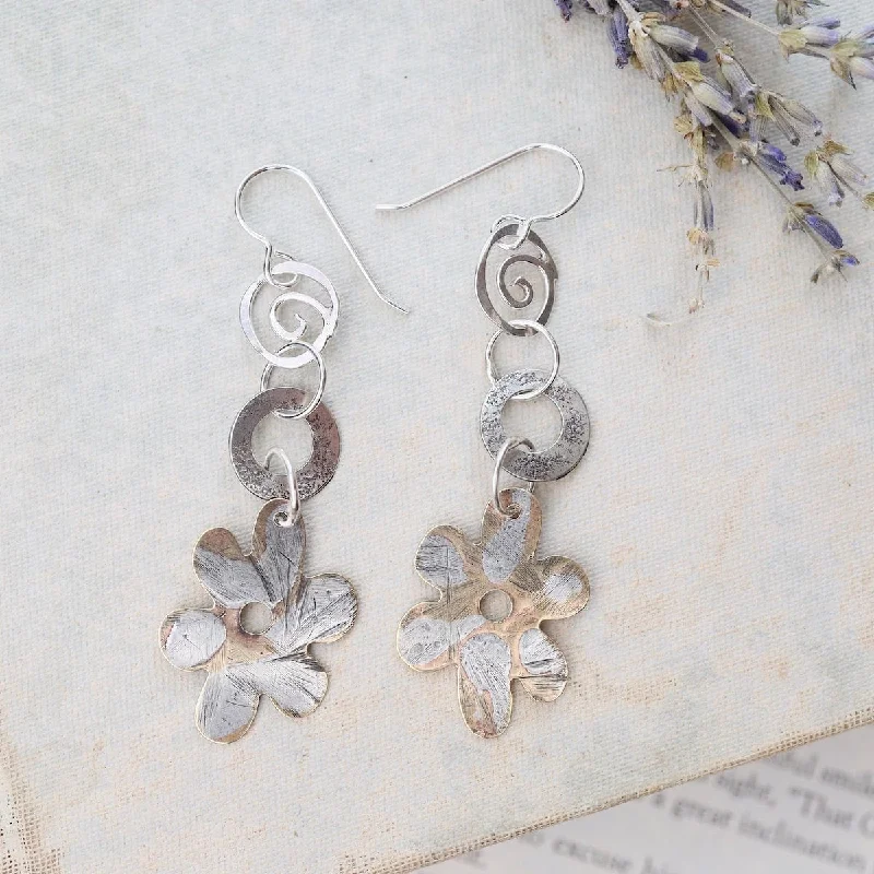 Dangly Brass Flower Earrings