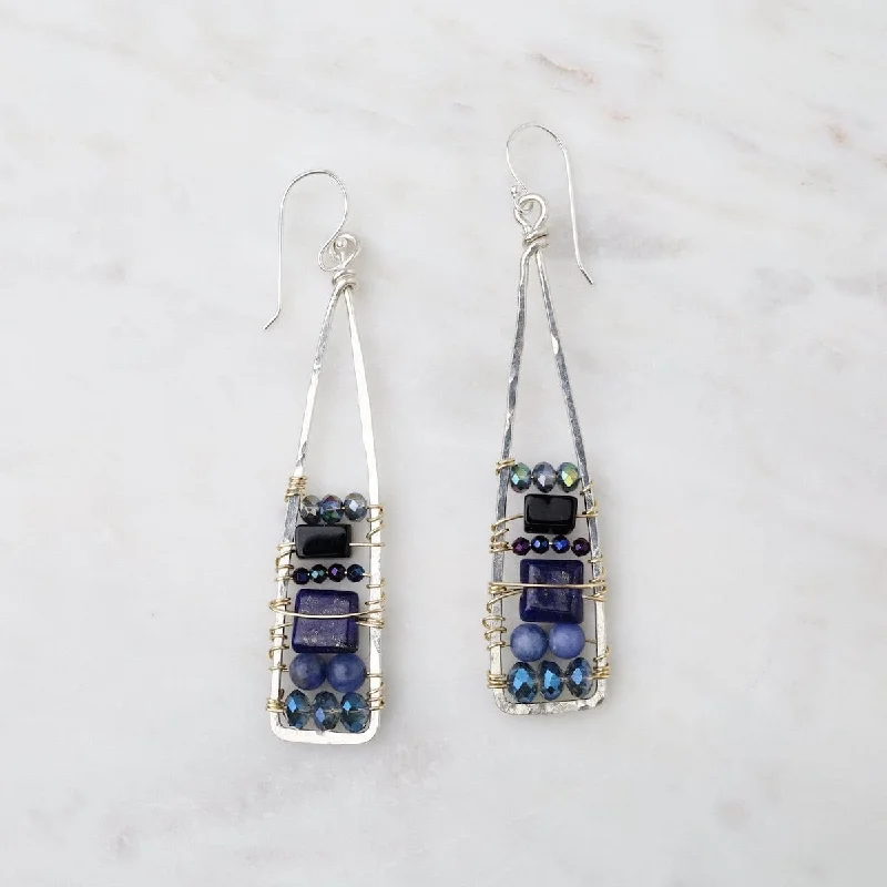 Tall Lapis Stack Earrings