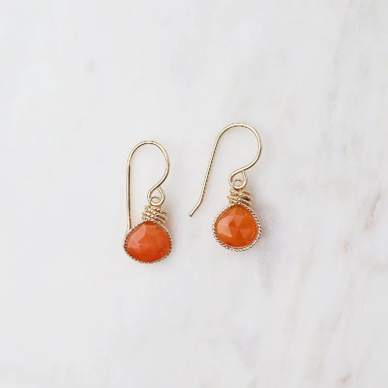 Gold Filled Braided Earrings with Carnelian