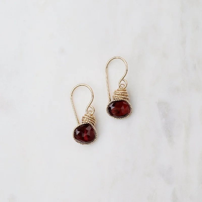 Gold Filled Braided Earrings with Rhodolite Garnet