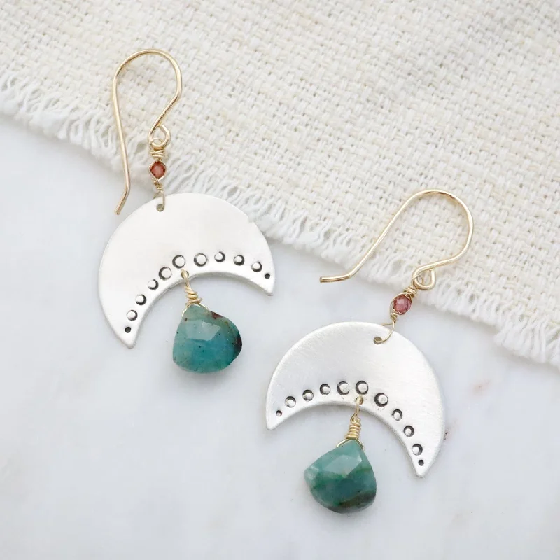 Crescent Shield Earring with Chrysocolla