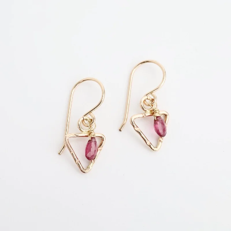 Triangle with Garnet Earring