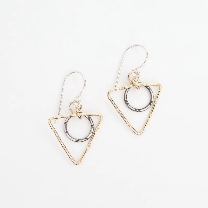 TwoTone Triangle and Circle Earring