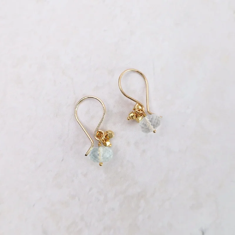 Large Rondelle Cluster Earring - Aqua