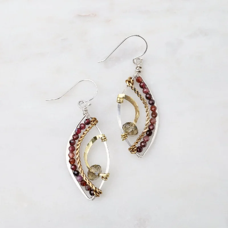 Garnet Leaf Earrings