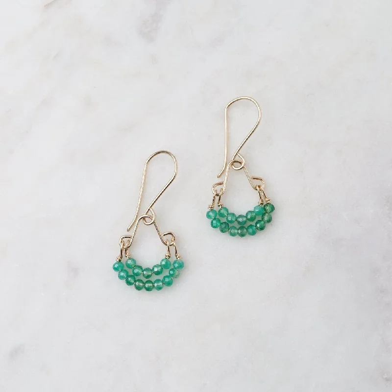 Double Crescents of Mystic Green Onyx Earring